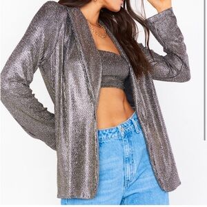 Show Me Your MuMu disco glitch jacket.Size medium black and gold stripe
